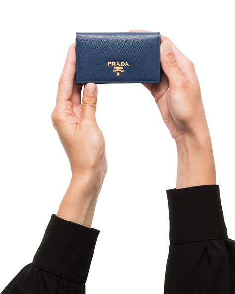 prada saffiano leather bi-fold cardholder|Prada saffiano leather card case.